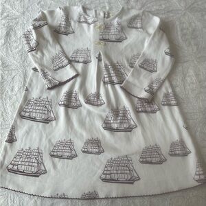 NWT Kate Quinn White and Maroon Tall Ship Print Dress Sz 2